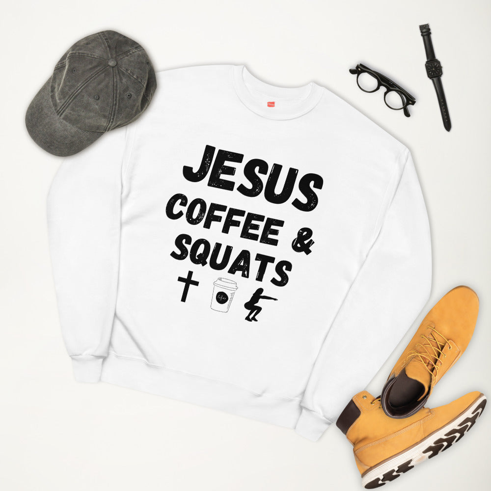 Jesus Coffee Squats fleece sweatshirt