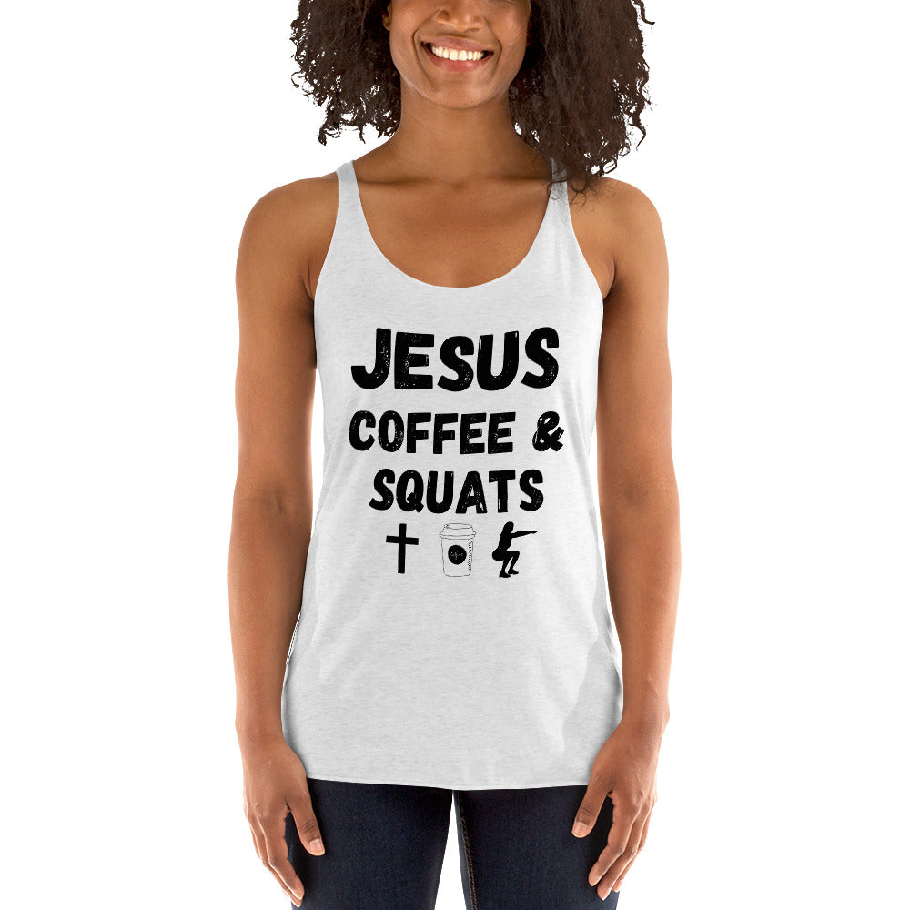 Jesus Coffee Squats Women's Racerback Tank